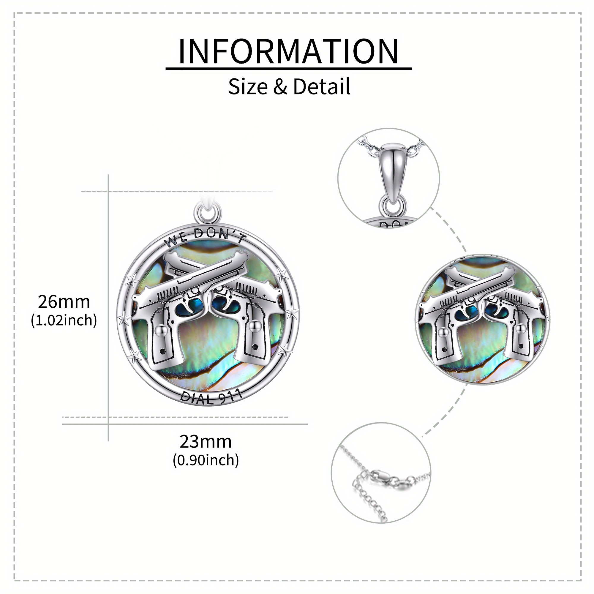 Gun Necklace 925 Sterling Silver Unisex Gun Charm Pendant Necklaces